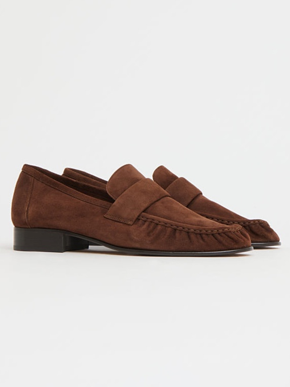 Mansur Gavriel Ruched Loafer in Espresso Suede Size 38.5 EU/ 8.5 US